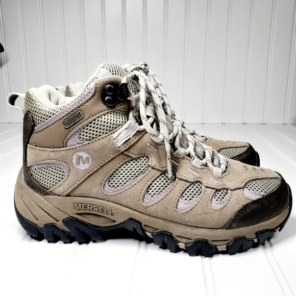 Merrell Ridgepass Women's Brindle/Sea Fog Mid Waterproof Boots F847 - Picture 6 of 12